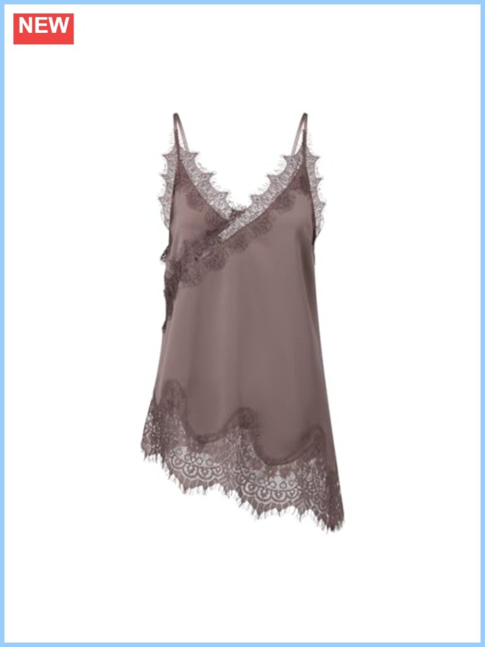 Satin Lace Trim Camisole Silk Spaghetti Strap Vneck Backless Tank Top